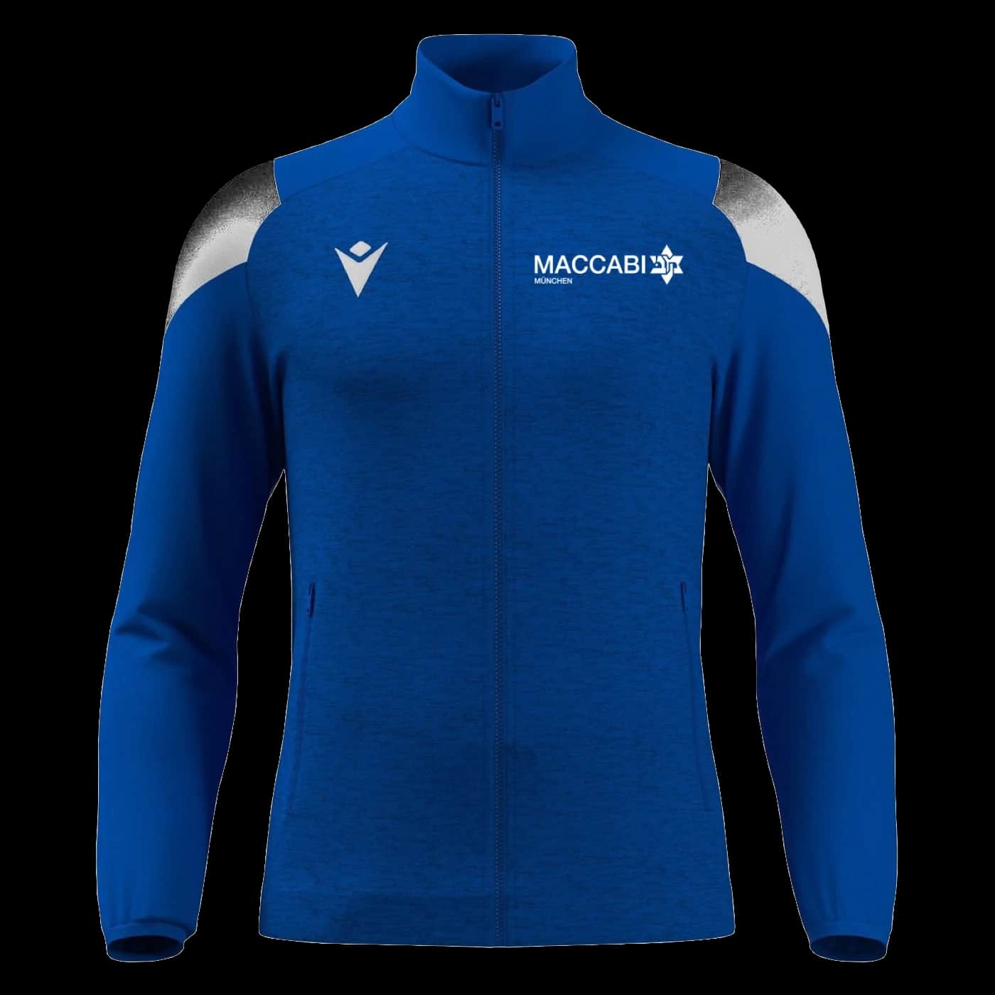 Royalblau-weiße Maccabi München Fußball Zip-Jacke